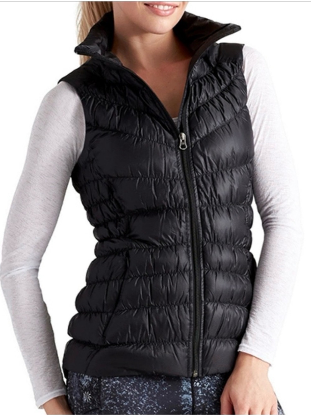Athleta Downalicious Deluxe Black Goose Down Puffer Vest Size S